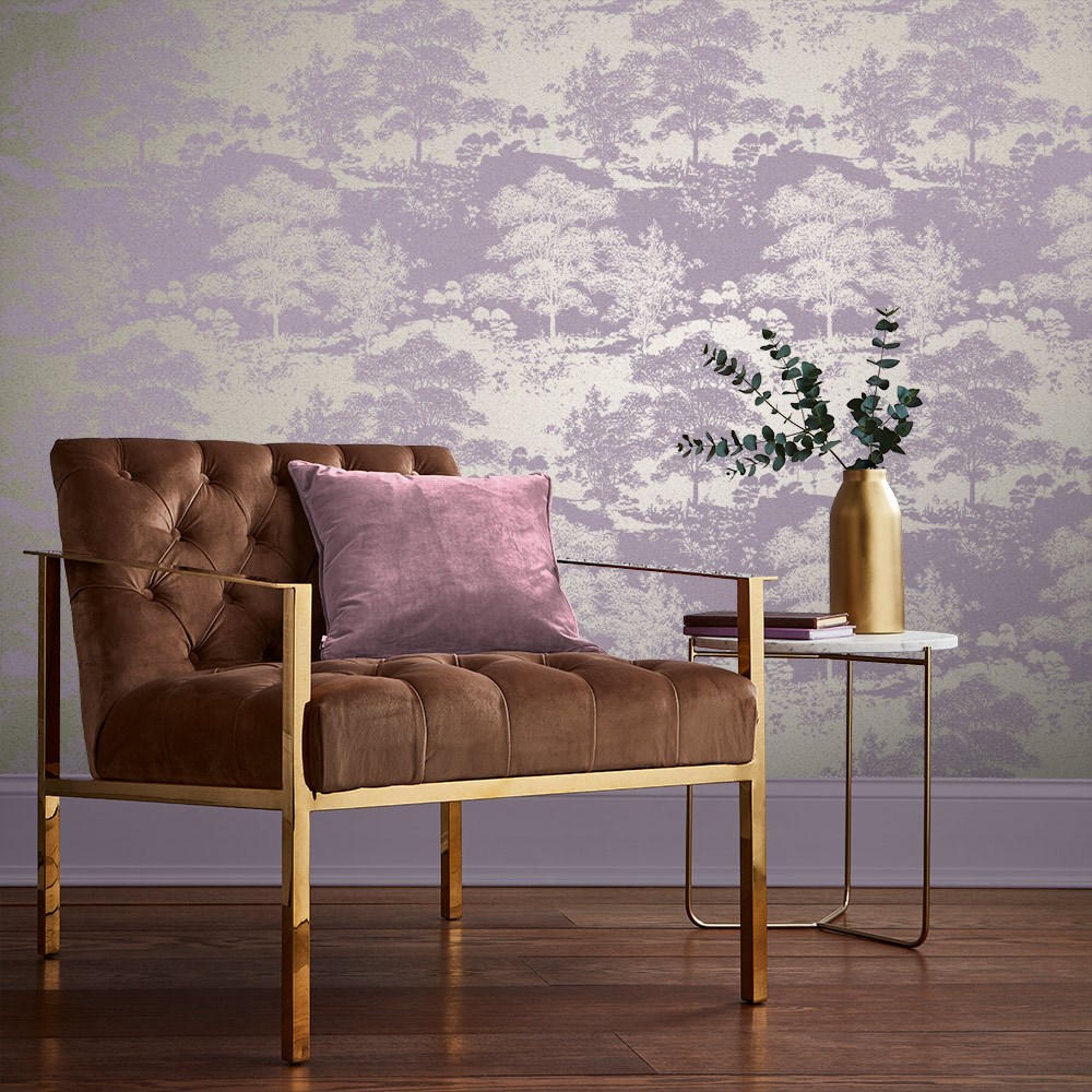 Meadow Bluebell Wallpaper 105232 by Graham & Brown in Purple Gold